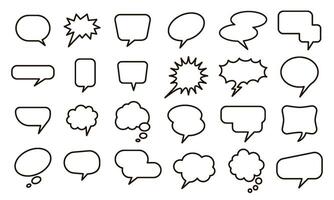 Speech empty balloon. Bubble sticker, conversation sketch balloons and comic text elements vector isolated set. Collection of different blank speech and thought bubbles on white background
