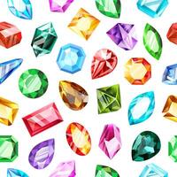 Jewel gems pattern. Crystal gemstone, jewels game gemstone, luxury brilliant, sapphire and ruby gems seamless vector background