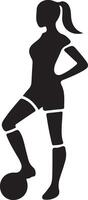 Soccer player pose vector icon in flat style black color silhouette, white background 39