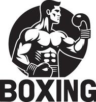 Boxing logo white background logos, vector silhouette 14