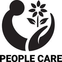 minimal People Care Logo Template, logo vector, black color silhouette, white background 23 vector