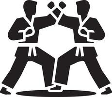 minimal karate fighting vector icon in flat style black color silhouette, white background 19