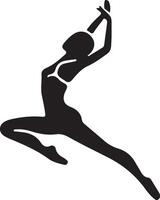 mínimo bailarina vector icono en plano estilo negro color silueta, blanco antecedentes 11