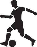 Soccer player pose vector icon in flat style black color silhouette, white background 31