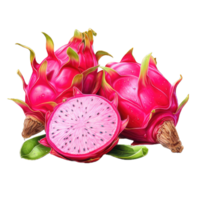 AI generated dragon fruit png ,dragon fruit isolated on transparent background ,generative ai