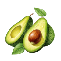 ai gegenereerd avocado met bladeren Aan transparant achtergrond png