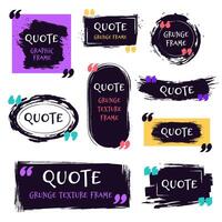 Quote grunge textured box. Decorative textured speech bubbles, quotes sketch brush label, rough dialog boxes templates vector isolated icons set