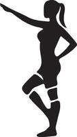 Soccer player pose vector icon in flat style black color silhouette, white background 43