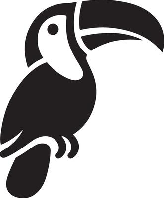 minimal toucan bird logo concept, clipart, symbol, black color silhouette,  white background 20