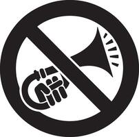 Do not use horn icon vector silhouette, black color, stop horn, white background 6