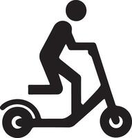 minimal Set of Two wheeled Kick scooter with rider vector icon in flat style 2