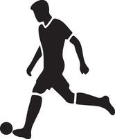 Soccer player pose vector icon in flat style black color silhouette, white background 14