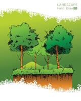 Natural landscape in Hand drawn style vector