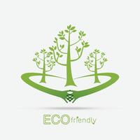 Eco friendly. isolate hand hug leaf concept on white background. Vector illustration.