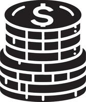 minimal Stack of coin money icon symbol, clipart, black color silhouette, white background 12 vector
