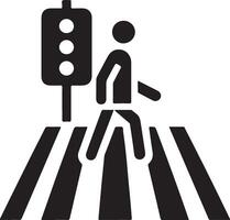 minimal Crosswalk icon vector, a man cross the road white background 11 vector