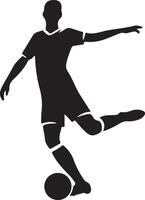 fútbol jugador actitud vector icono en plano estilo negro color silueta, blanco antecedentes 10