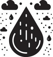 minimal Rain drop icon symbol, flat illustration, black color silhouette, white background 18 vector