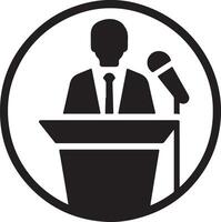 Podium Icon Vector Person Public Speech for Presentation white background 34