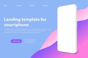 blanco teléfono inteligente aterrizaje página Bosquejo. sin marco teléfonos inteligentes pantalla, móvil aplicación presentación modelo y móvil teléfono realista vector ilustración. moderno teléfono software anuncio
