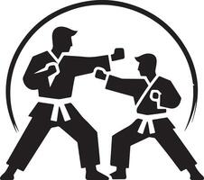 minimal karate fighting vector icon in flat style black color silhouette, white background 4