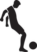 fútbol jugador actitud vector icono en plano estilo negro color silueta, blanco antecedentes 21