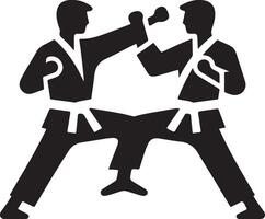 minimal karate fighting vector icon in flat style black color silhouette, white background 16