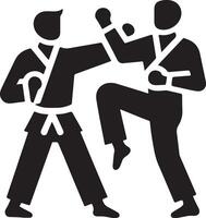 minimal karate fighting vector icon in flat style black color silhouette, white background 12