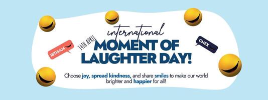 International Moment of laughter day. 14th April International Moment of laughter day social media cover with multiple yellow emojis having big smile. Laughter day cover banner template. vector