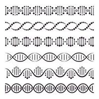 DNA helix. Spiral chromosome structure concept, horizontally spiral molecule, medical science DNA elements vector illustration set. Deoxyribonucleic acid. Genetic engineering. Molecular biology