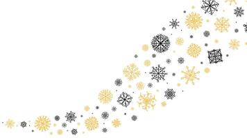 Curved snowflakes ornament. Decorative winter snowflake wave, snow stars glitter trail, snowflake burst stream vector background illustration