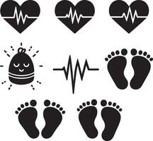 minimal a set of heart pulse vector silhouette