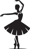 bailarina danza vector icono en plano estilo negro color silueta blanco antecedentes