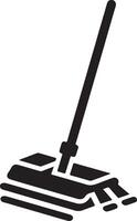 minimal Floor mop icon symbol, flat illustration, black color silhouette, white background 9 vector
