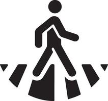 minimal Crosswalk icon vector, a man cross the road white background 7 vector