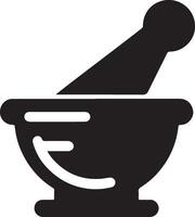 minimal Mortar and pestle icon symbol, flat illustration, white background 21 vector