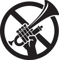 Do not use horn icon vector silhouette, black color, stop horn, white background 5