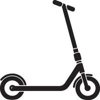 minimal Two wheeled Kick scooter vector black color silhouette, white background 4