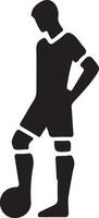 Soccer player pose vector icon in flat style black color silhouette, white background 28