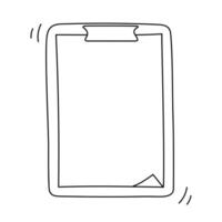 Doodle clipboard with a paper sheet. Paper tablet. Vector illustration