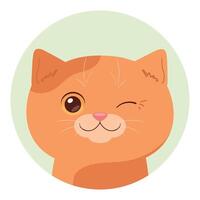 Cartoon ginger cat is winking. Funny and playful cat. Vector illustration