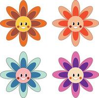 Set of retro flowers vector