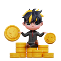 3d Cute Businessman Doing Meditation png