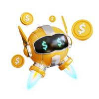 3d Robot with Coins png
