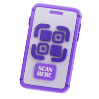 3d rendering scan qr code icon png