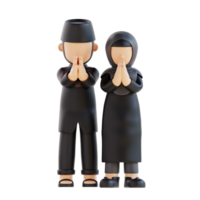 3d rendering muslim couple character forgive pose png