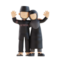 3d rendering muslim couple greeting pose png