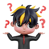 3d Cute Businessman in Doubt png