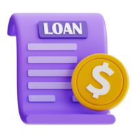 3d rendering loan bill payment icon png