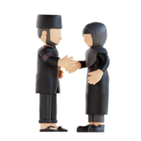 3d rendering muslim couple shake hands pose png